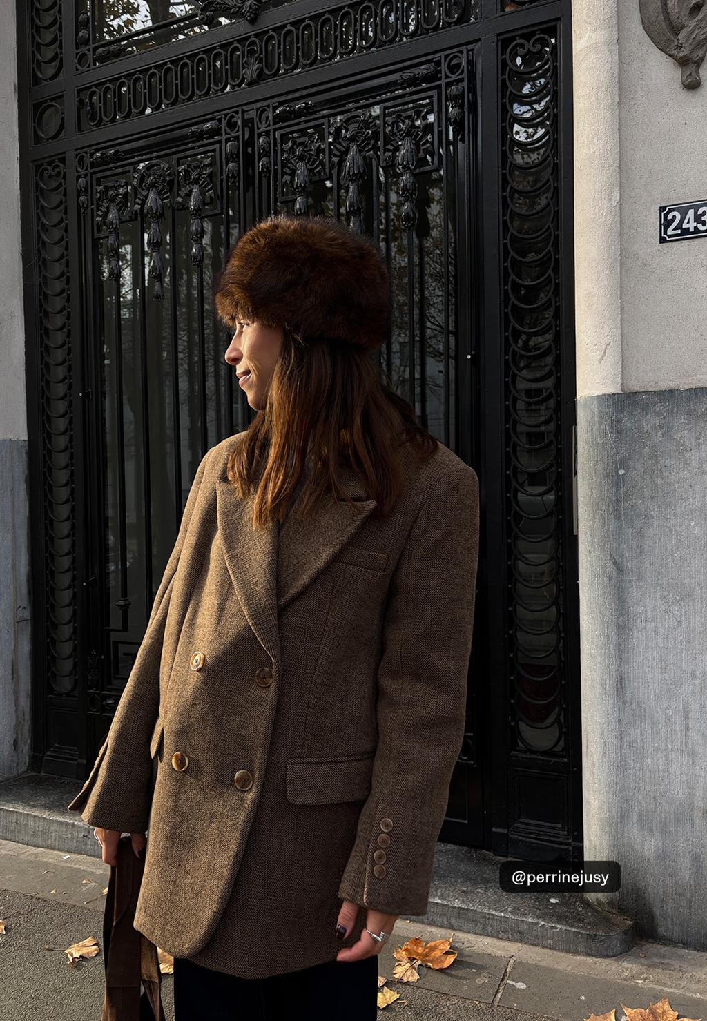 Round faux fur beanie