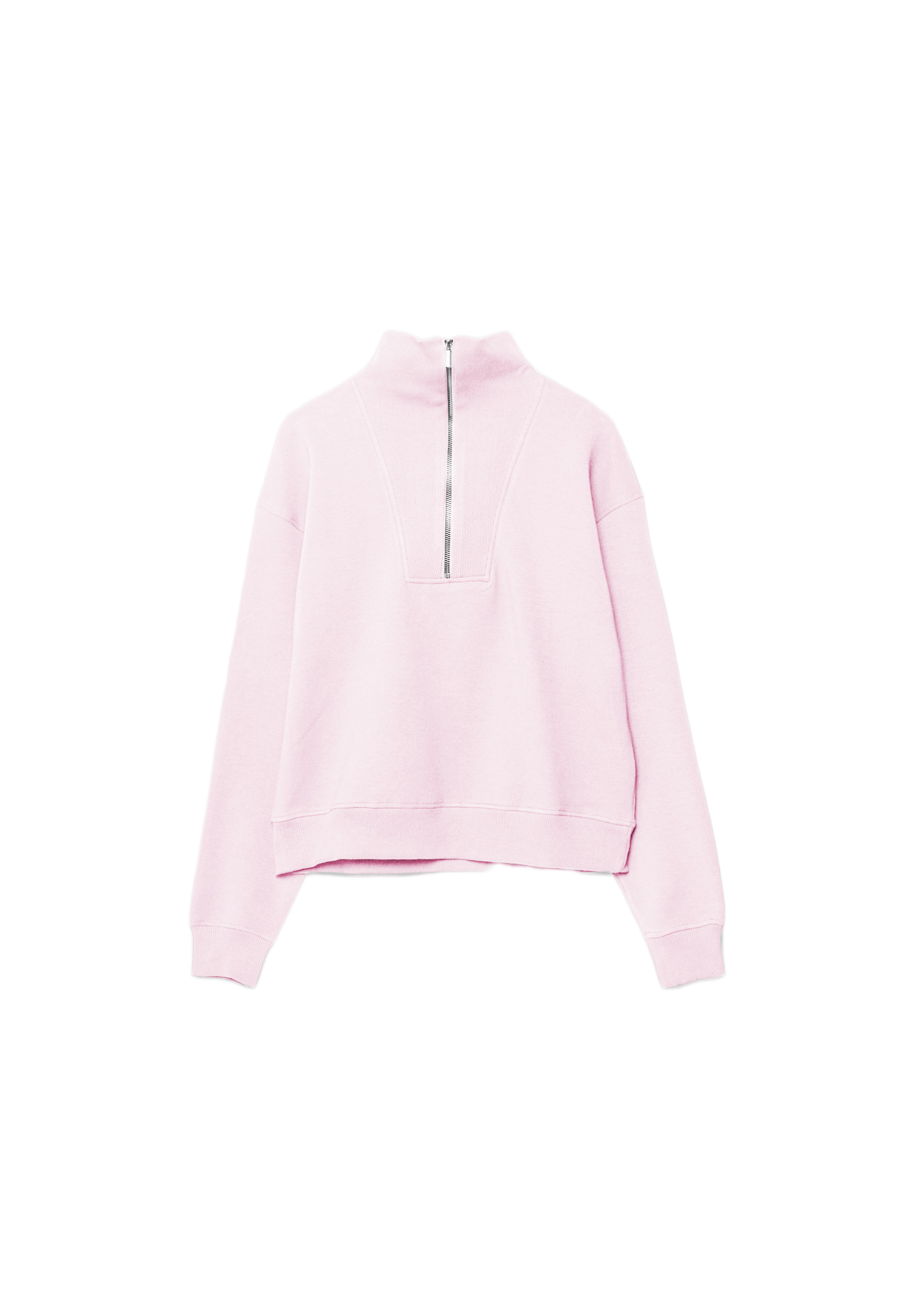 High-neck sweatshirt with zip — Salmon pink (alternate view)