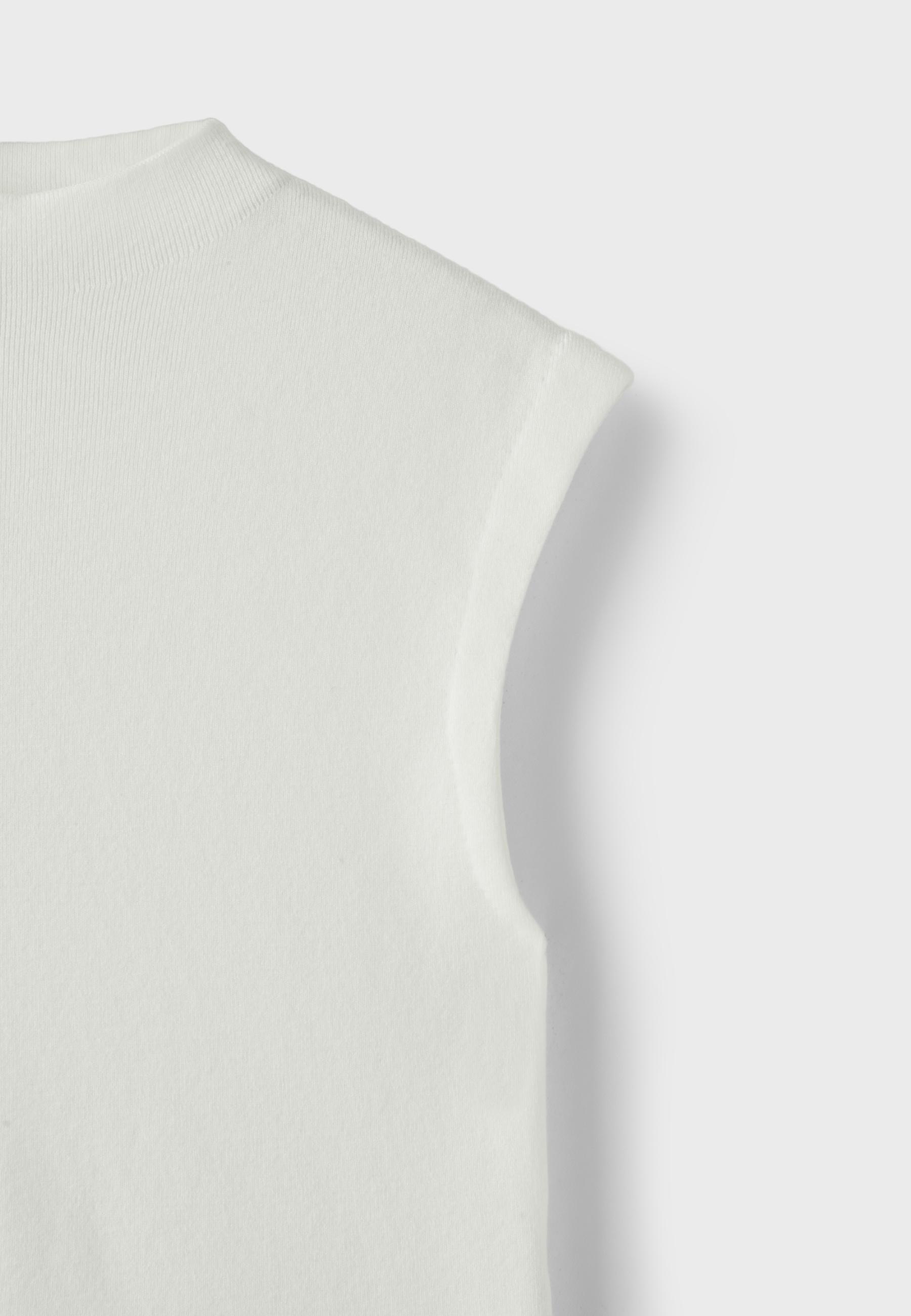 Stand collar knit top — Ecru