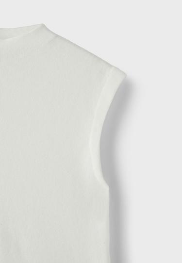 Stand collar knit top — Ecru 9
