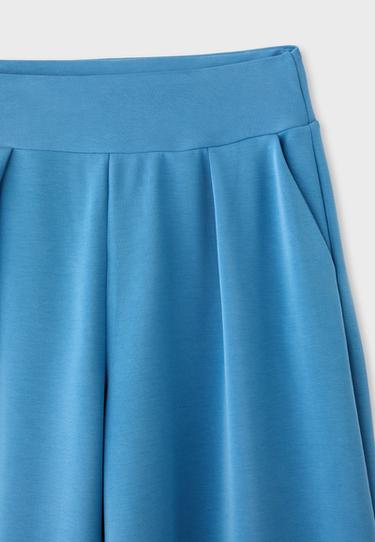 Soft-touch wide-leg pleated trousers — Electric blue 9