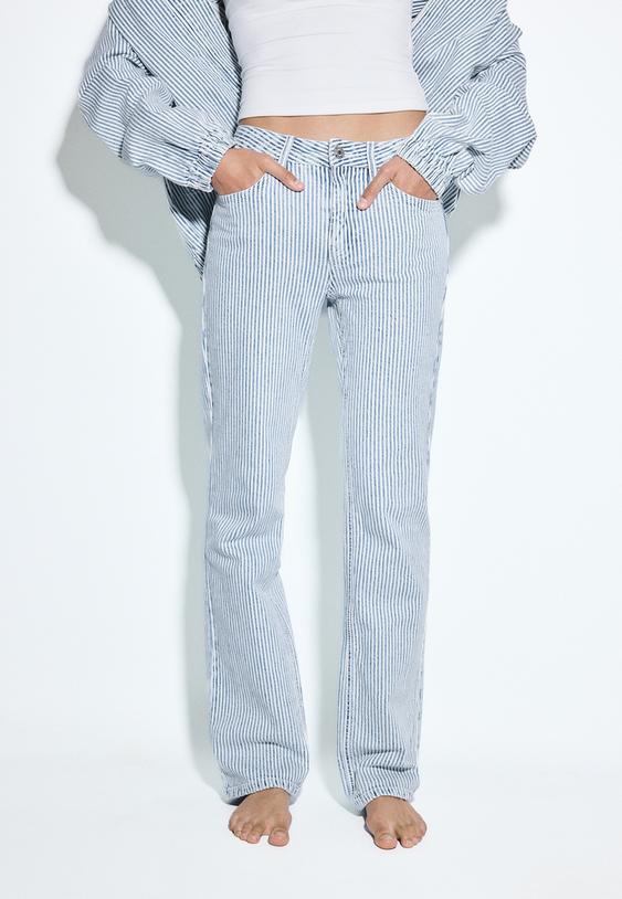 Stradivarius D98 Jean Straight Denim Gris Délavé 42