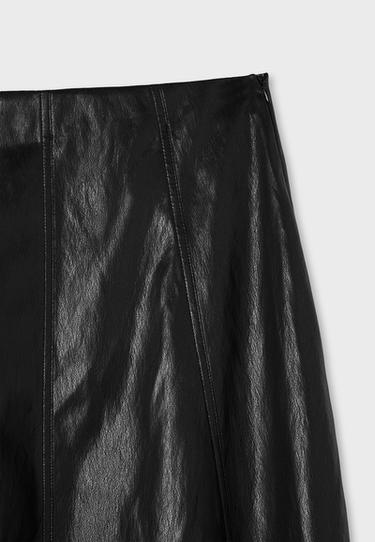 Leather effect flared midi skirt — Black 9