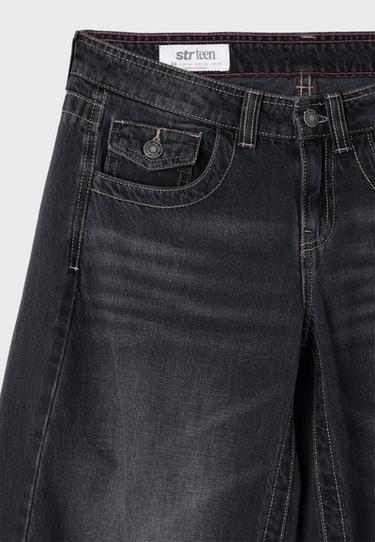 Low-rise barrel jeans — DARK GREY DENIM WASH 9