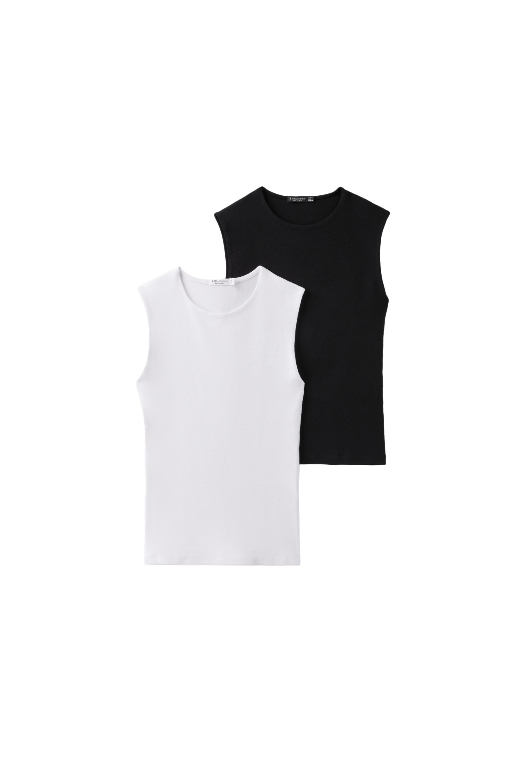 2-pack of basic sleeveless T-shirts — Black