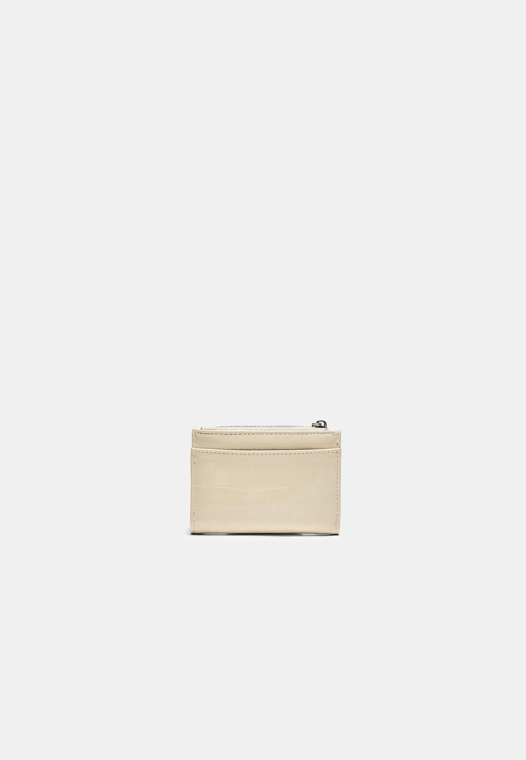 Mock croc card holder purse — Ecru
