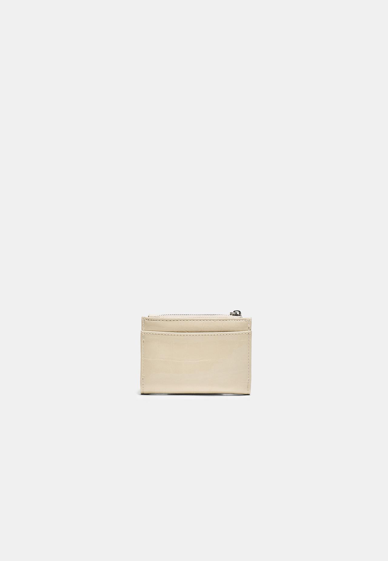 Mock croc card holder purse — Ecru