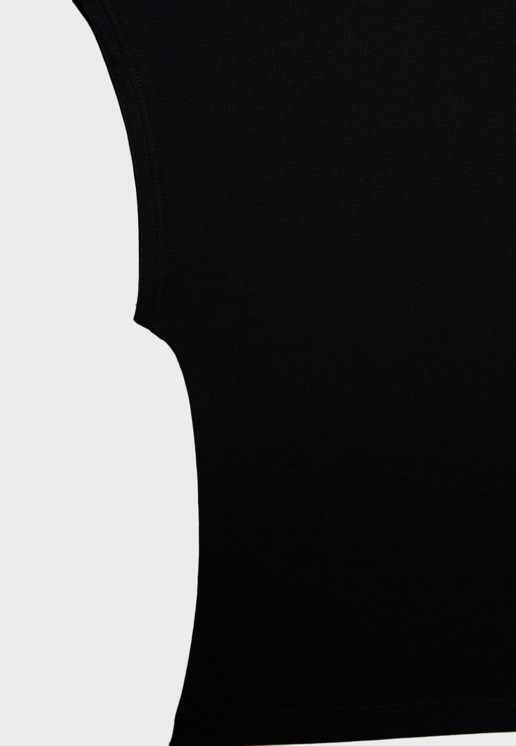 Cap sleeve cropped T-shirt — Black