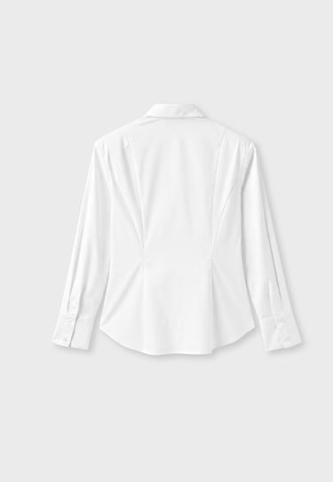 Poplin shirt with padded shoulders — White 8