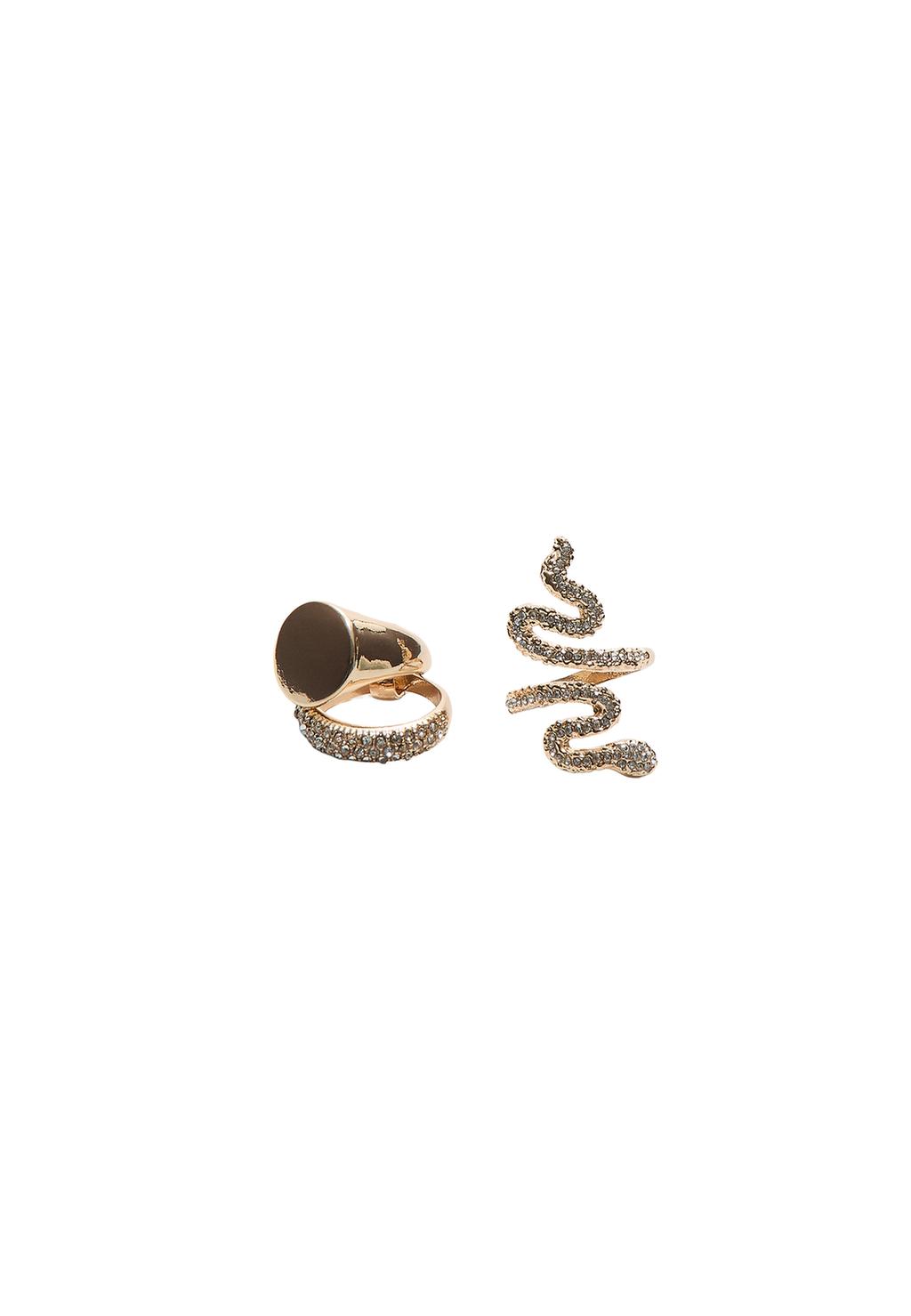 Set van 3 ringen met slangenprint en glitters