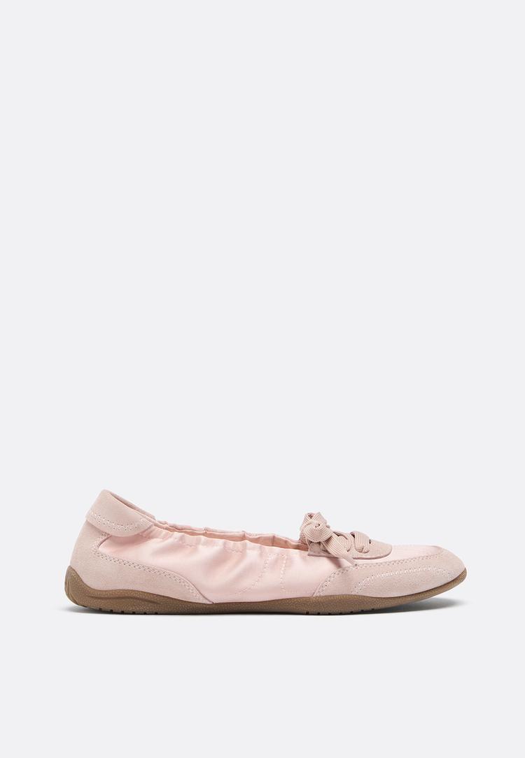 sports ballet flats with leather details