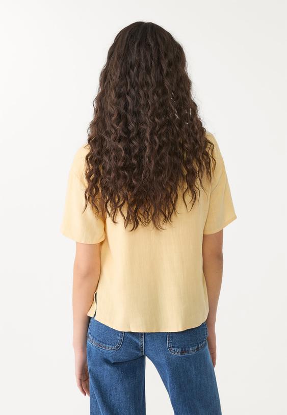 camisa manga corta efecto lino