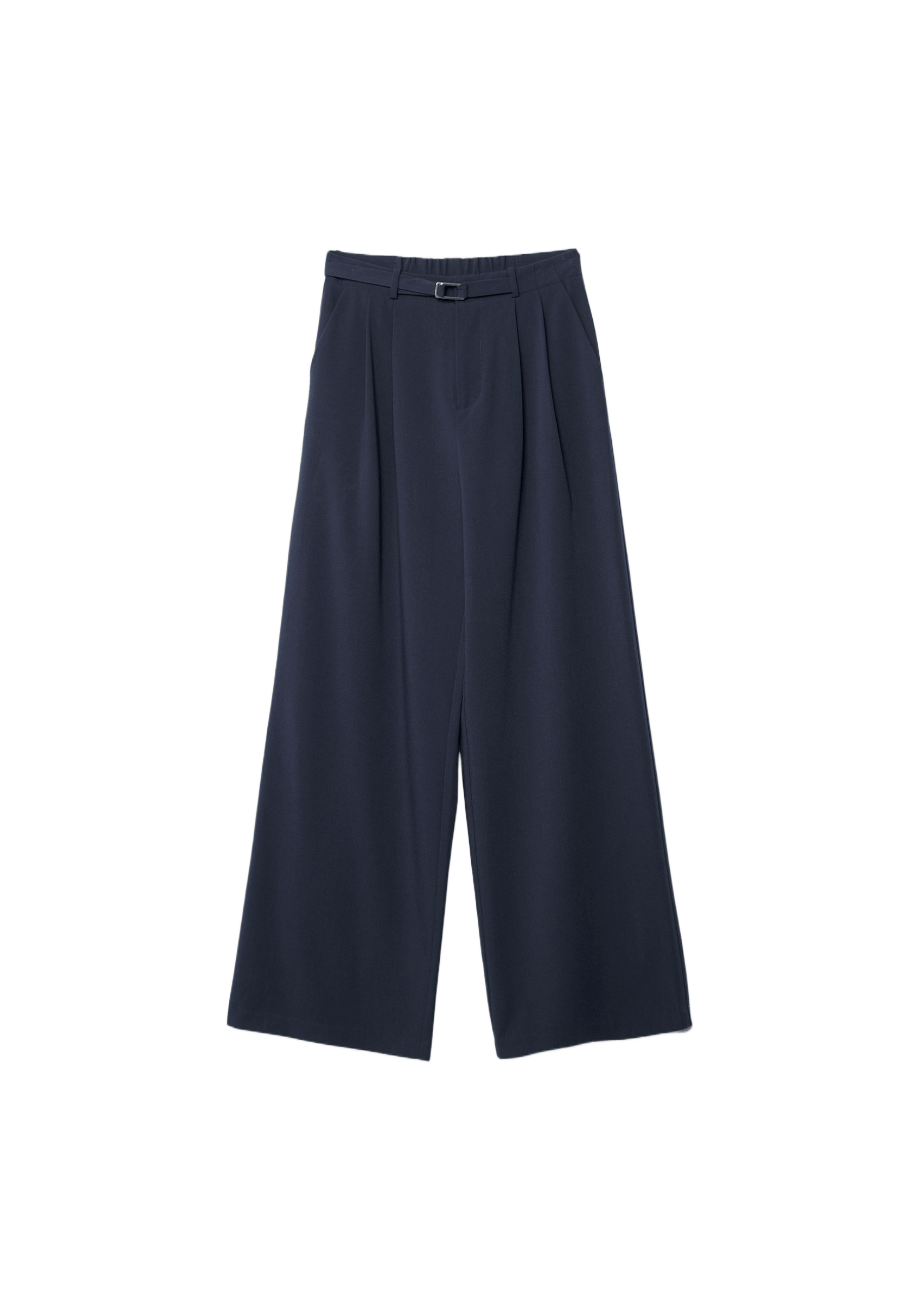 Wide-leg trousers with buckle detail — Blue