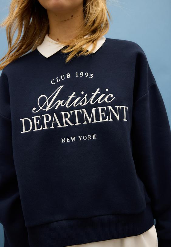 sweater met geborduurde polokraag