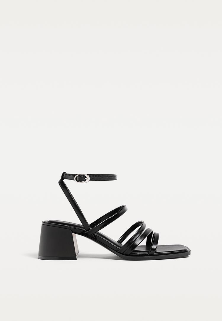 sandalias de tacon ancho tiras