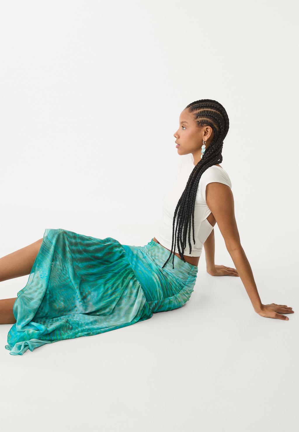 Printed midi skirt