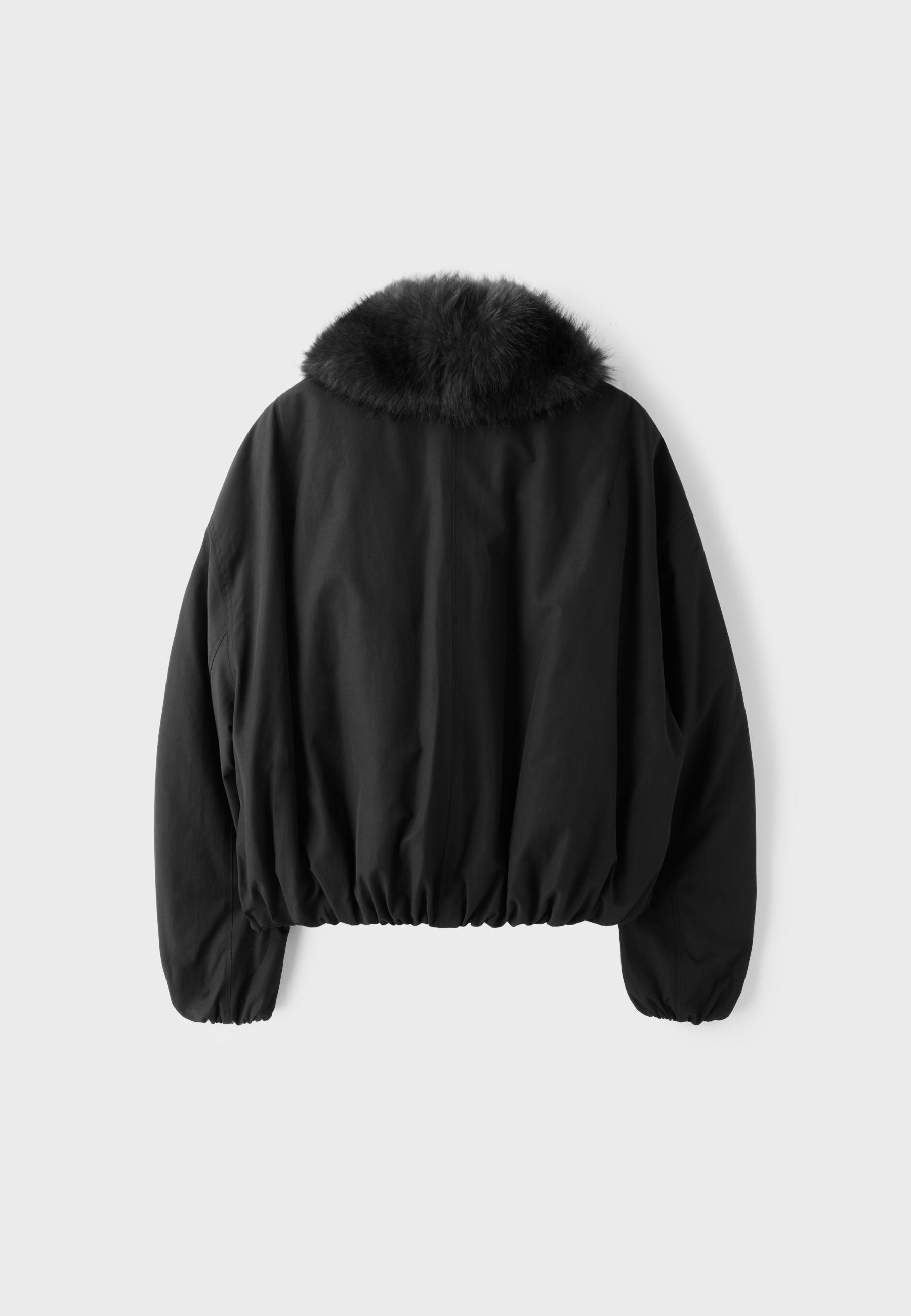 Padded jacket with faux fur collar — Black