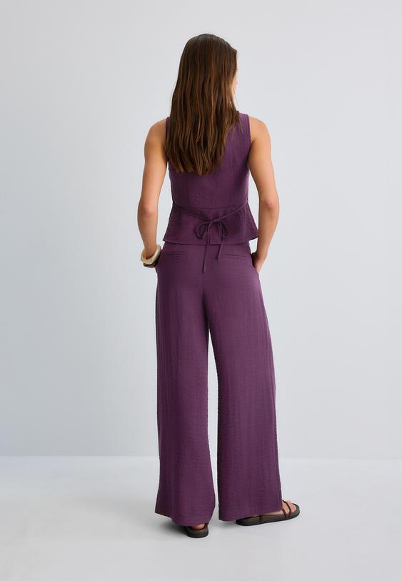 pantalon wide leg rustique