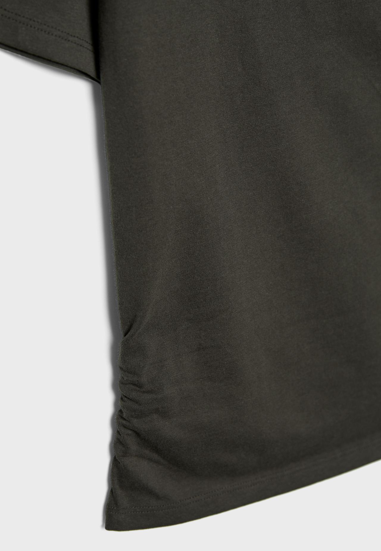 Short sleeve boat neck gathered top — Brown