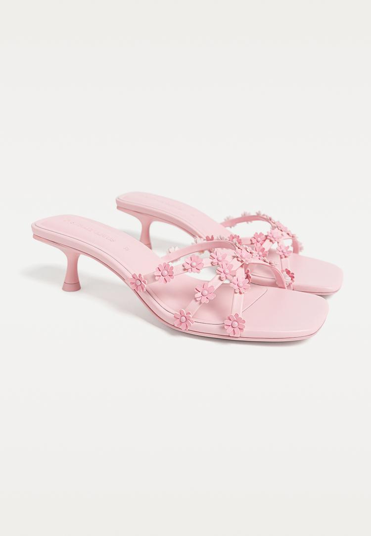 sandalias de tacon flores