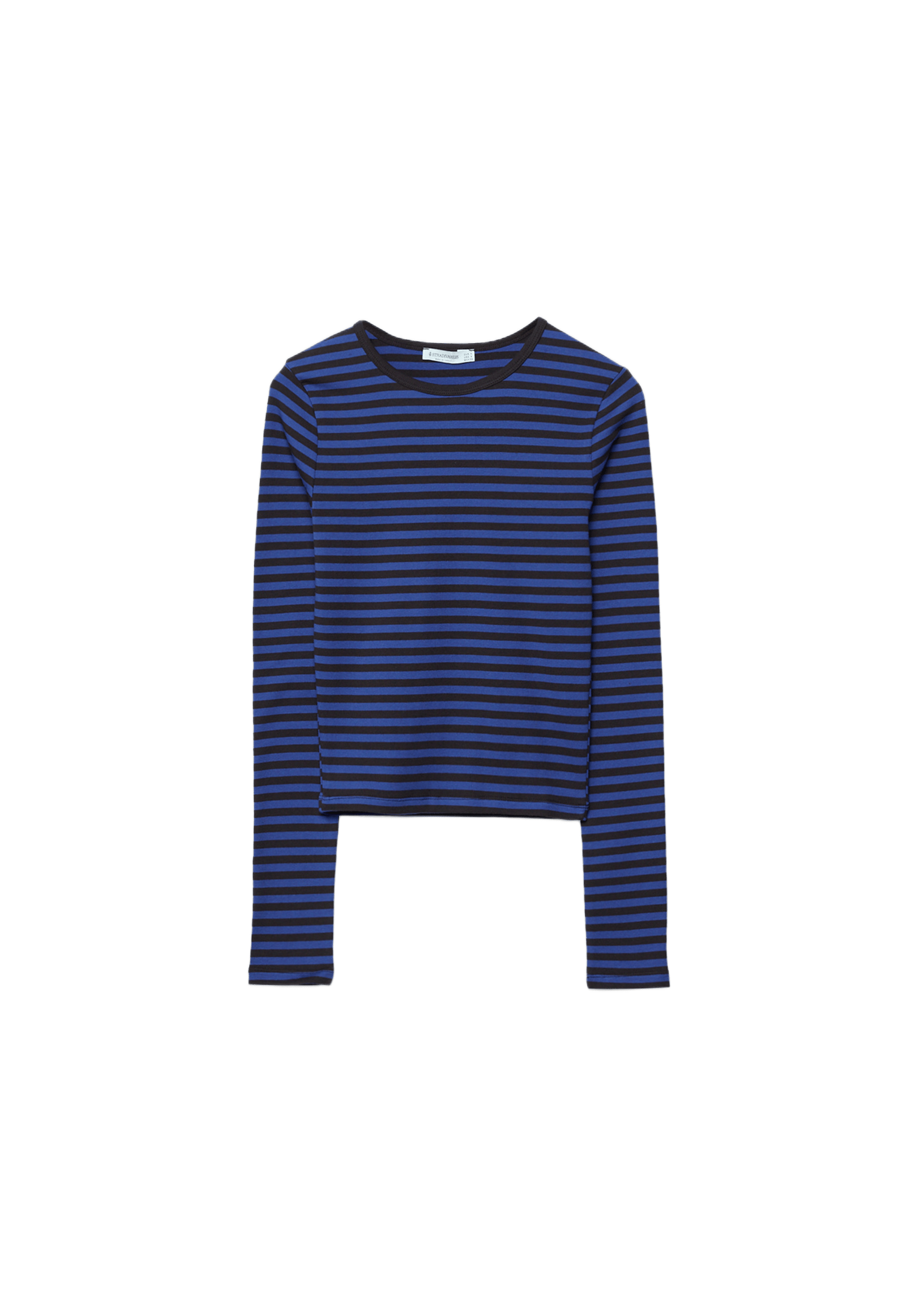 Basic long sleeve striped cotton t-shirt — Electric blue