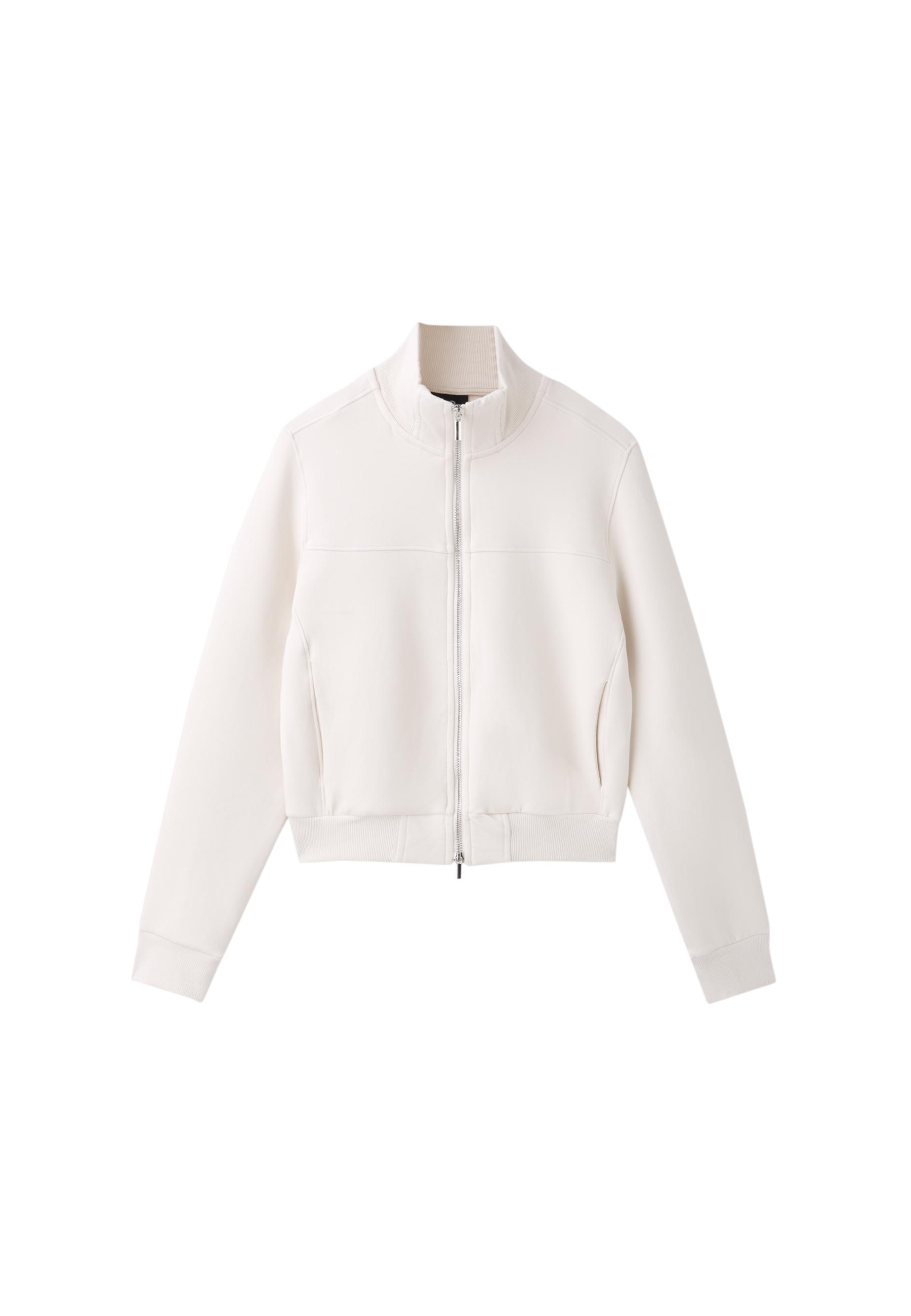 B09 Cropped High-Neck Zip-Up Sweatshirt — Vanilla