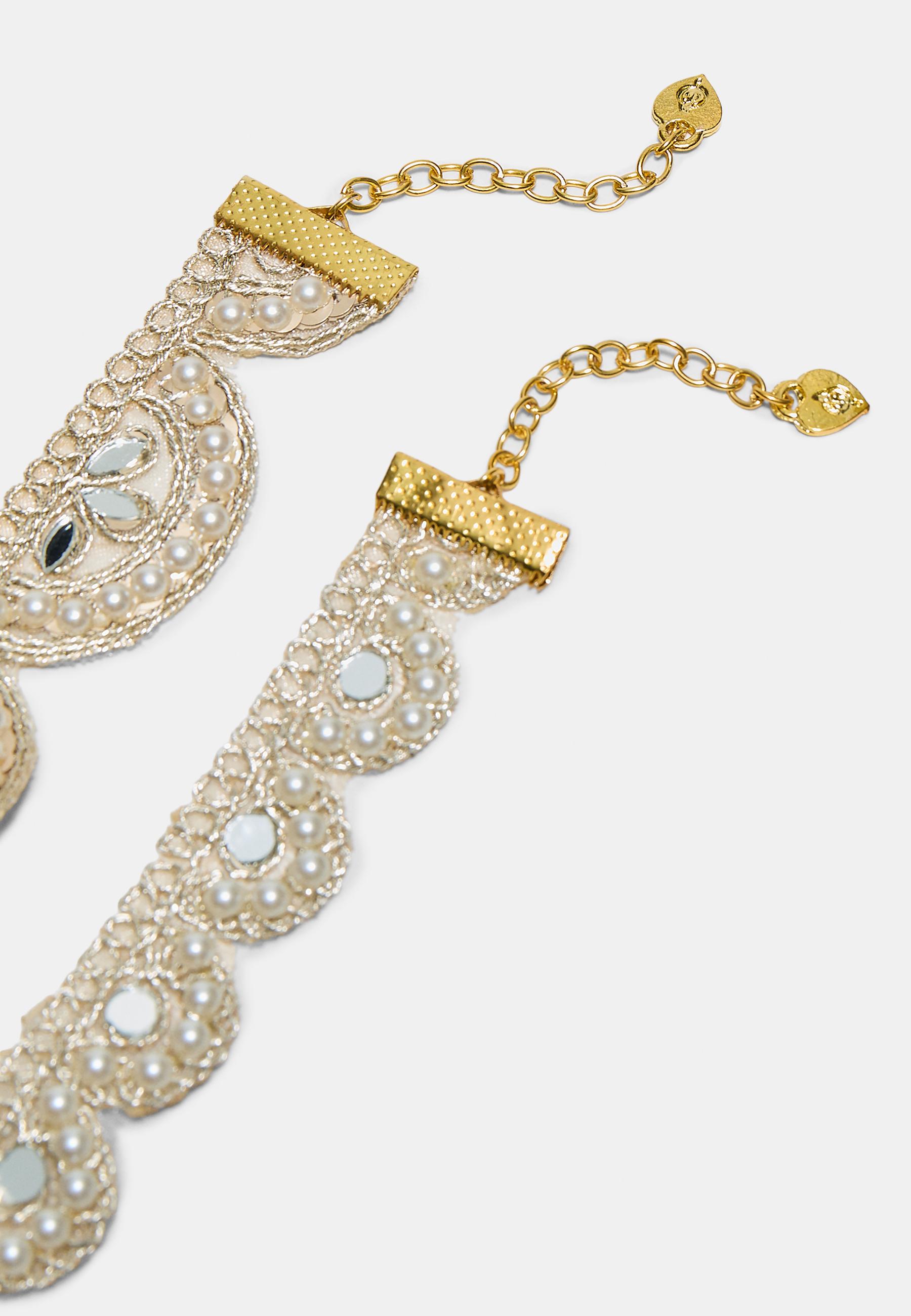 Set of 2 mirror choker necklaces — Gold