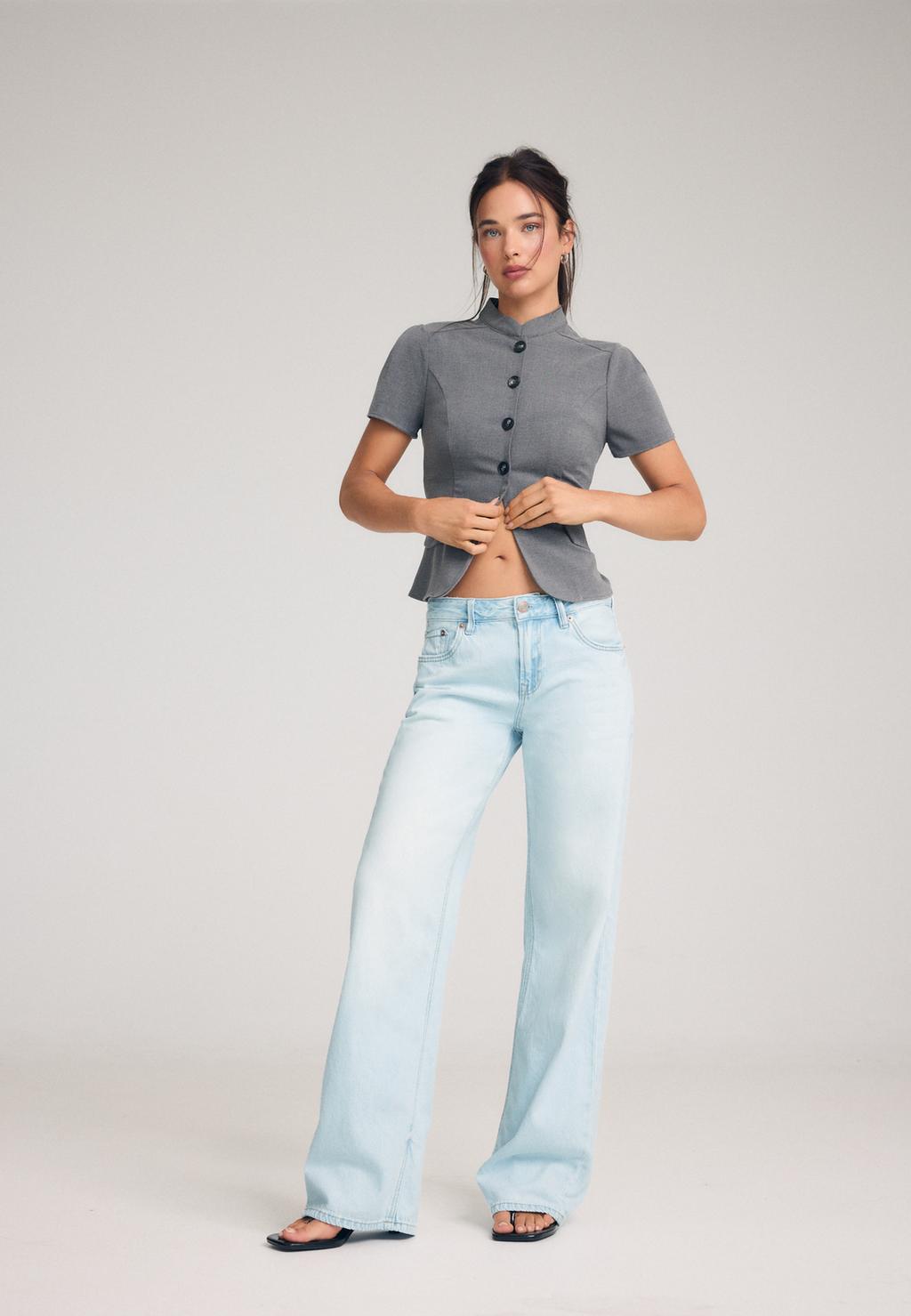 D91 Jeans Med Låg Midja Och Vida Ben