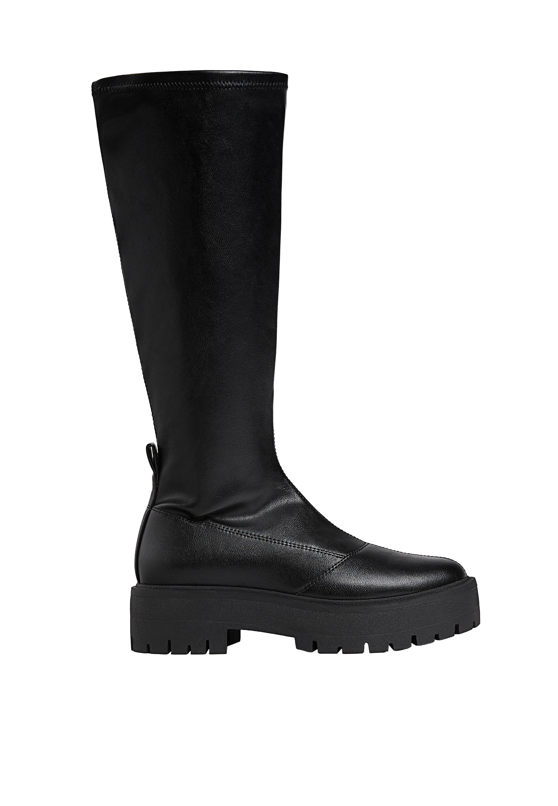 Flat knee-high boots — BLACK 