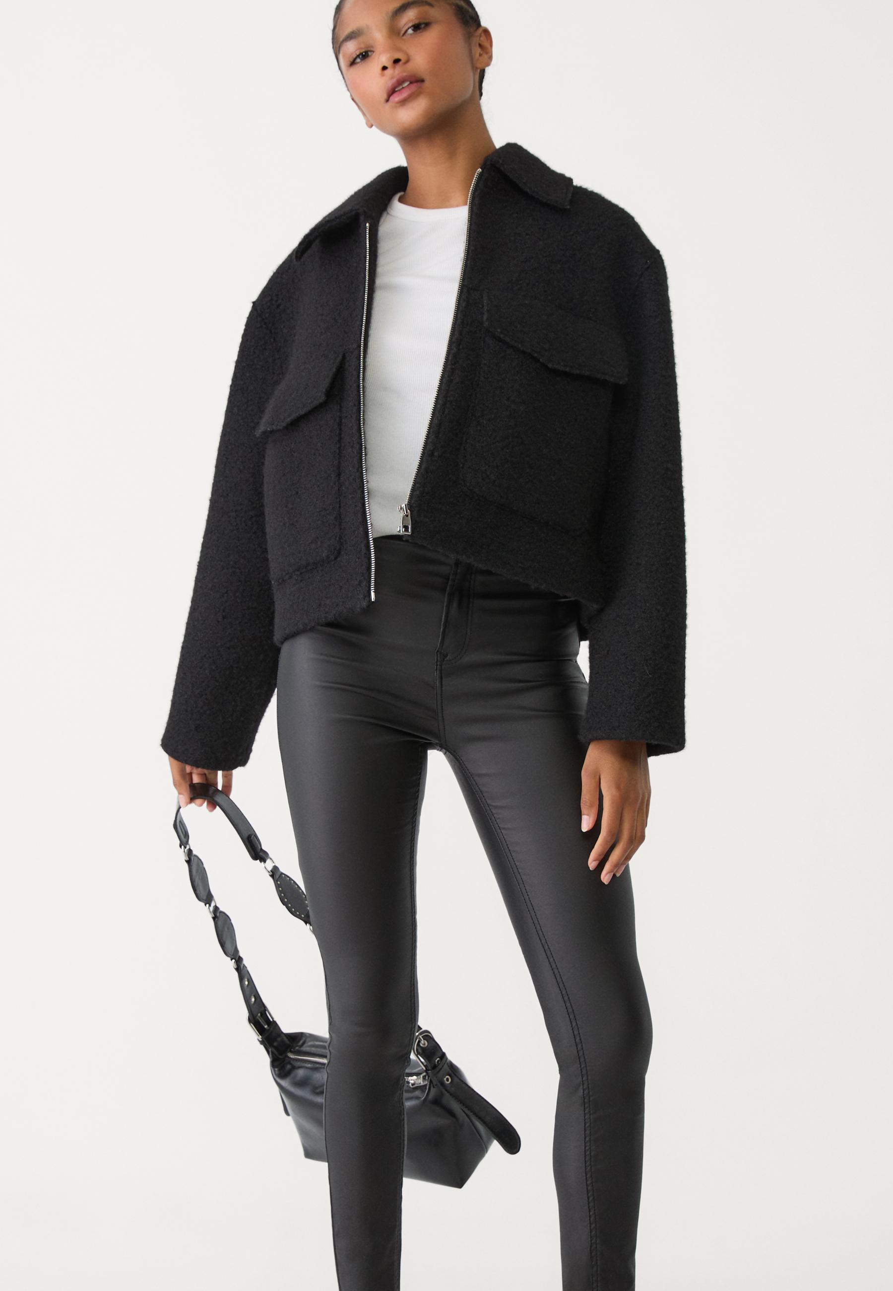 Super high waist coated trousers — Black