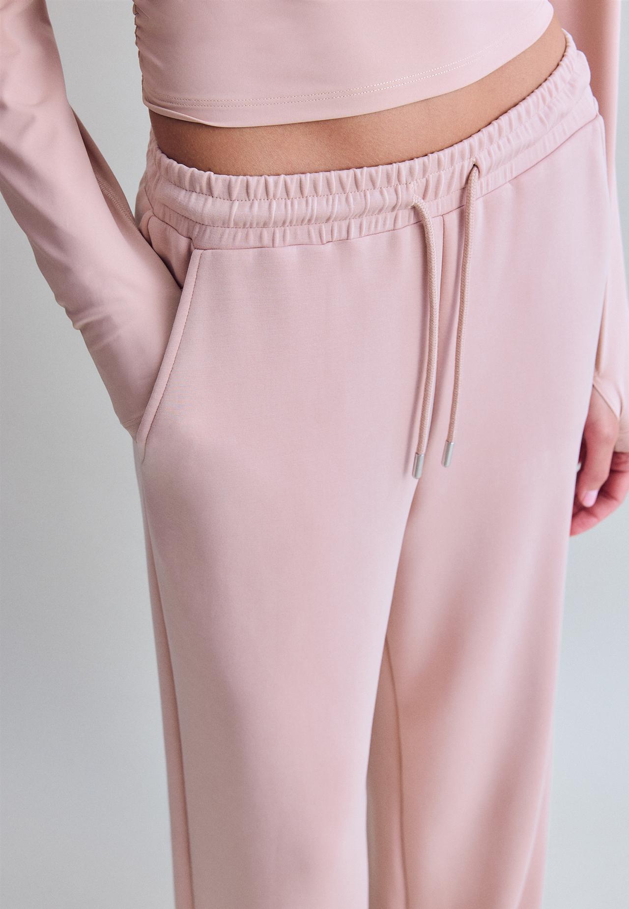 Soft-touch palazzo jogger trousers — Pastel pink
