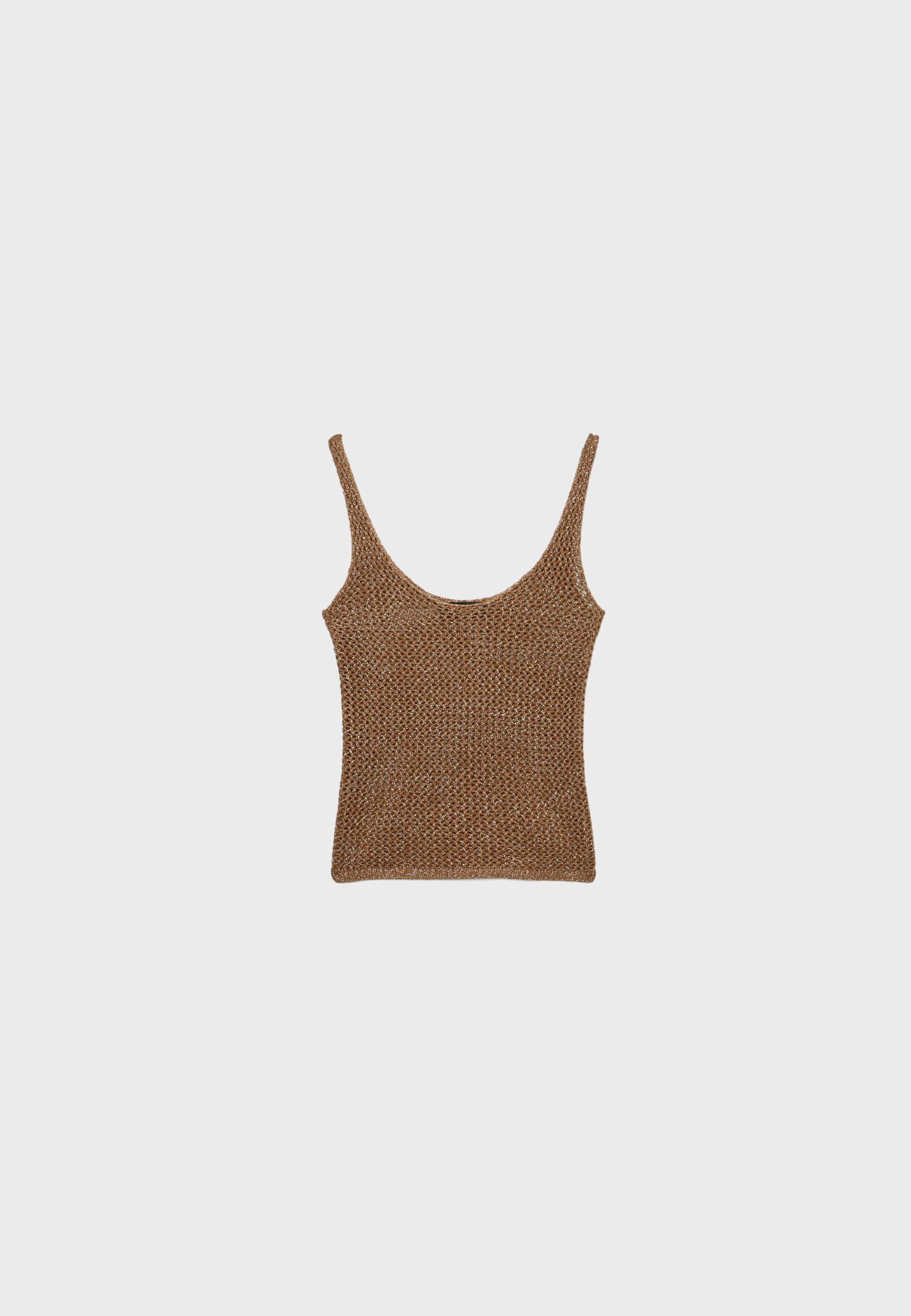 Metallic knit top — Brown