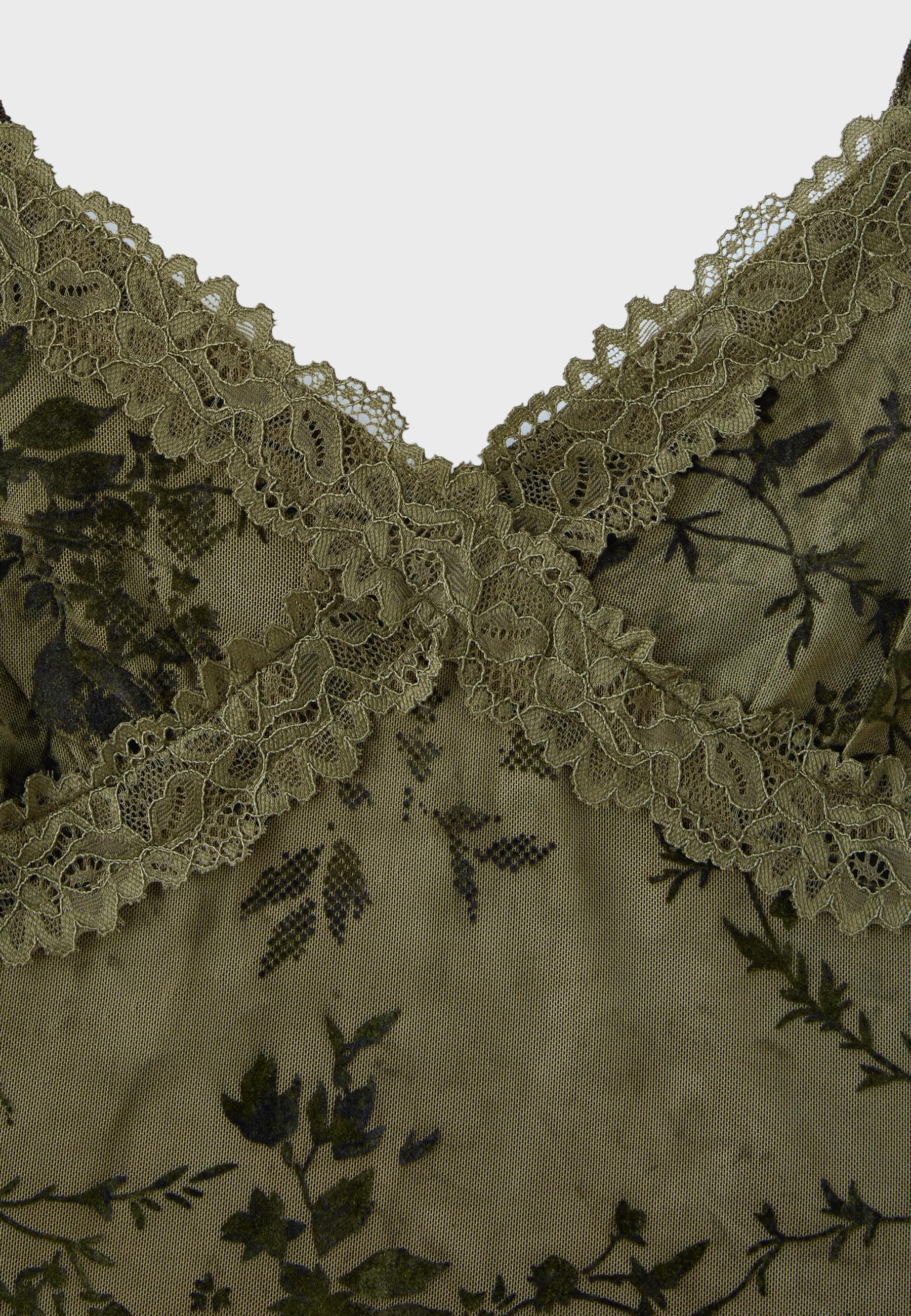 Felted lace fitted top — Khaki