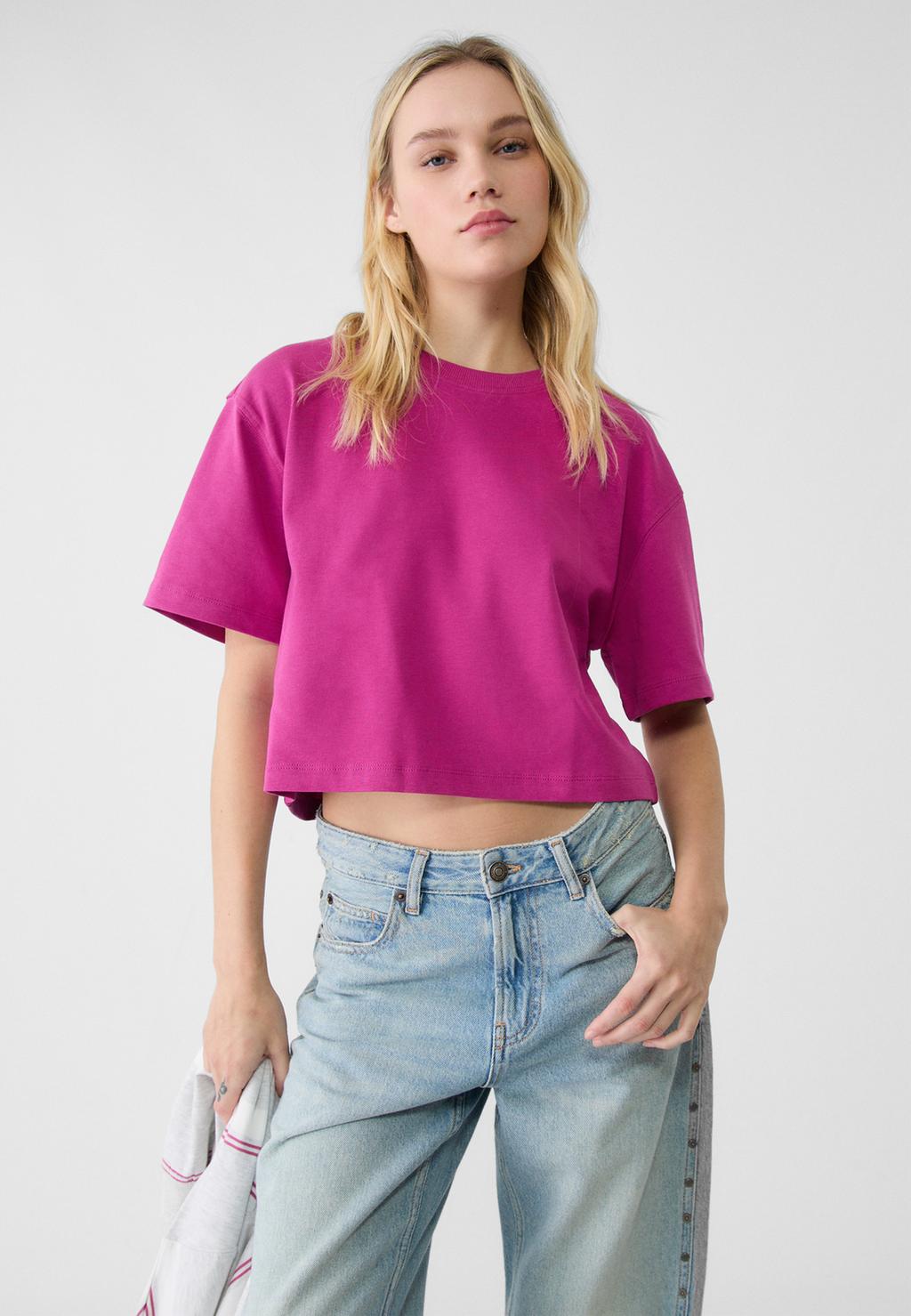 Camiseta crop heavy cotton