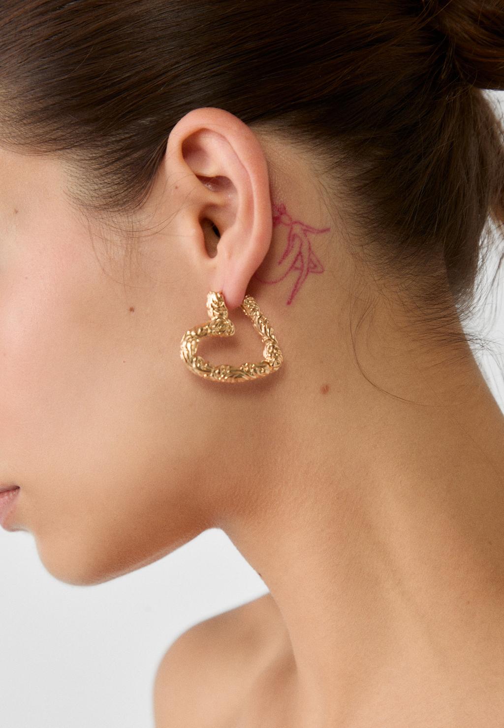 Boucles d’oreilles cœur texturé