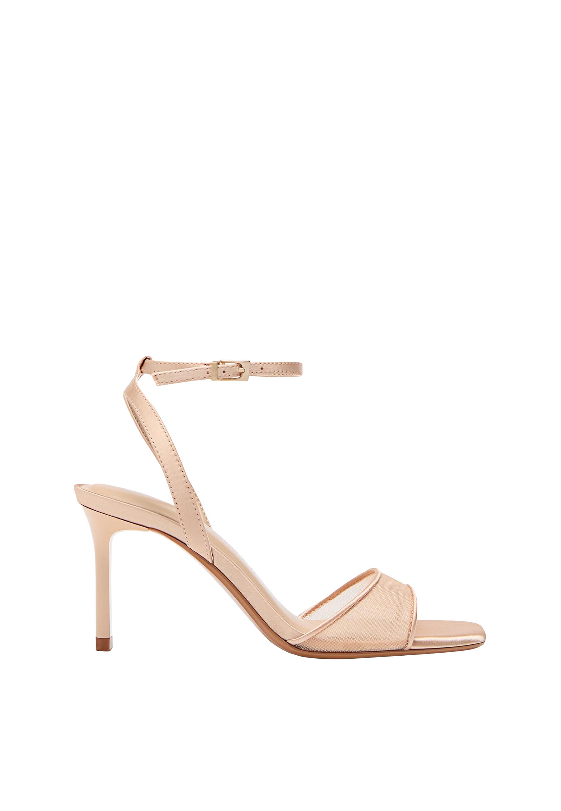 Mesh stiletto heel sandals — BEIGE