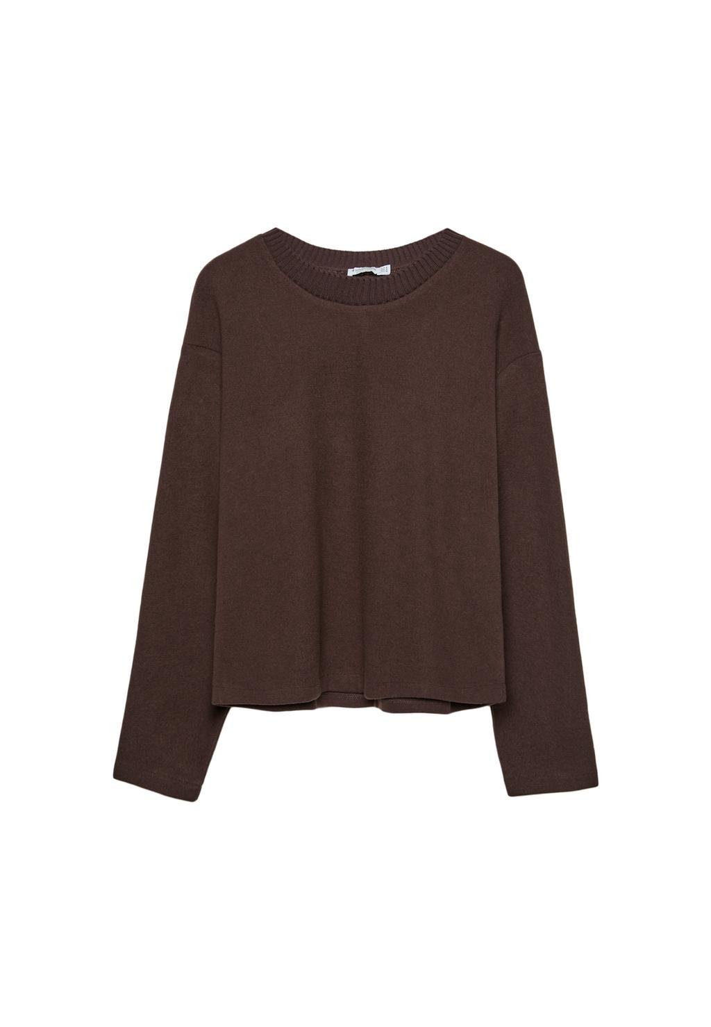 T-shirt van tricot met ronde hals