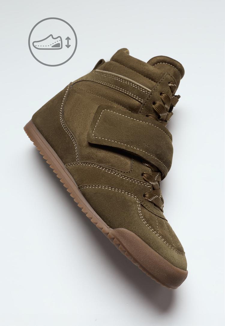 Trainers with hidden wedge — KHAKI 