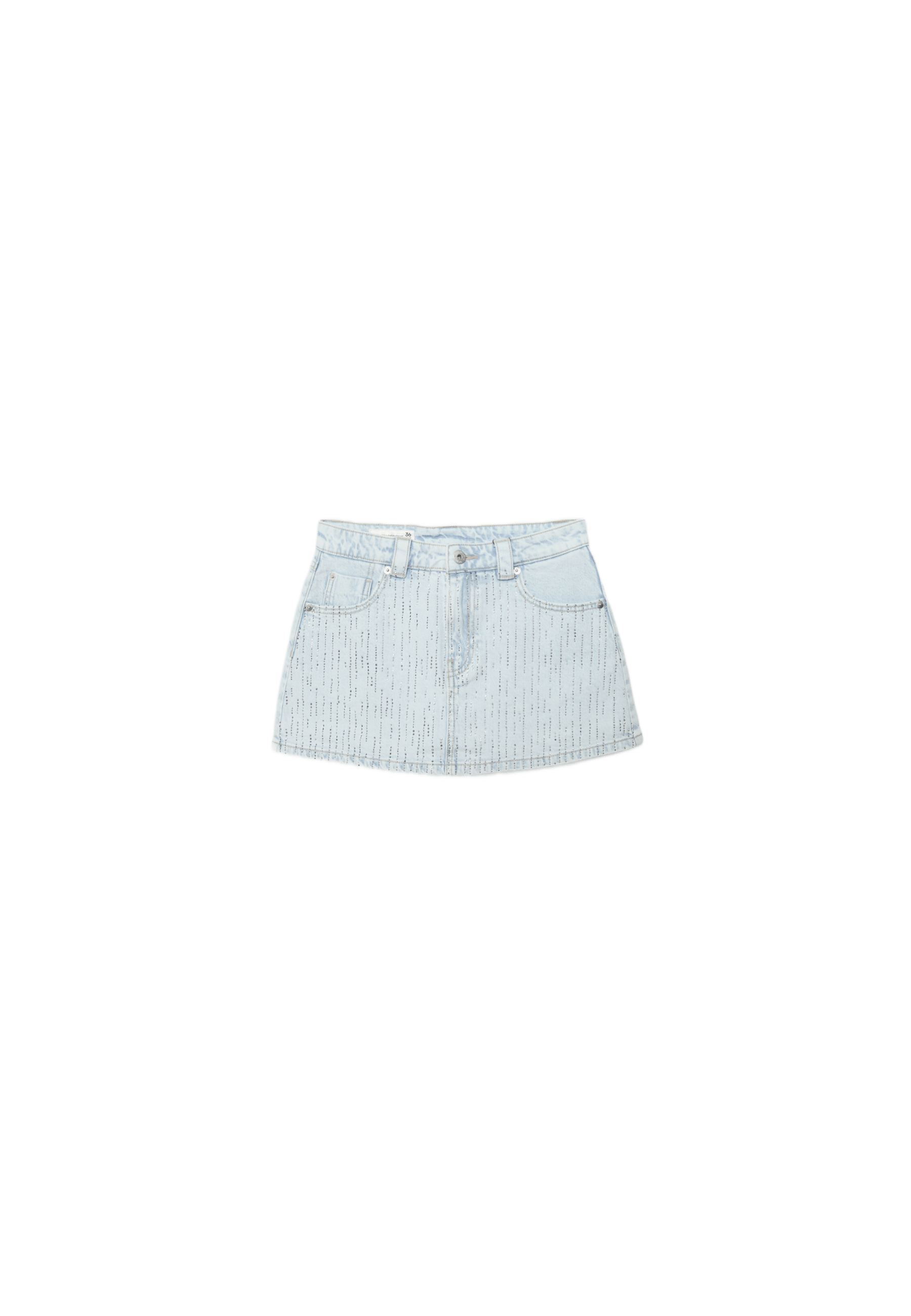 Denim skort with rhinestones — MEDIUM BLUE DENIM