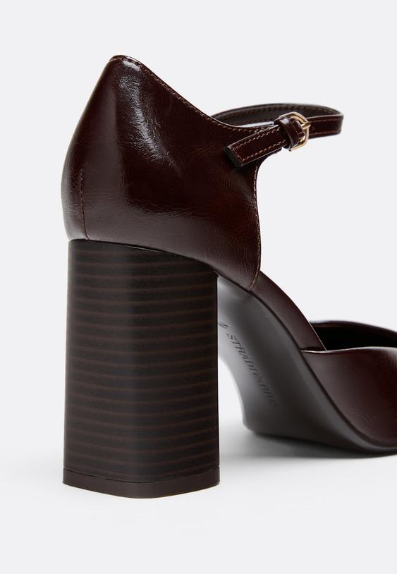 Stradivarius Γόβες Mary Jane Καφέ 38