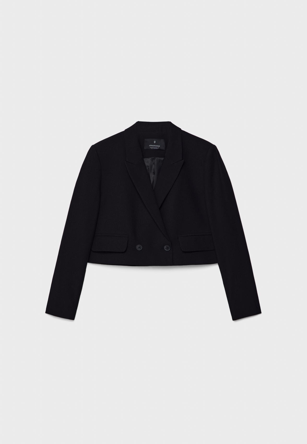 Tailored cropped blazer — Black