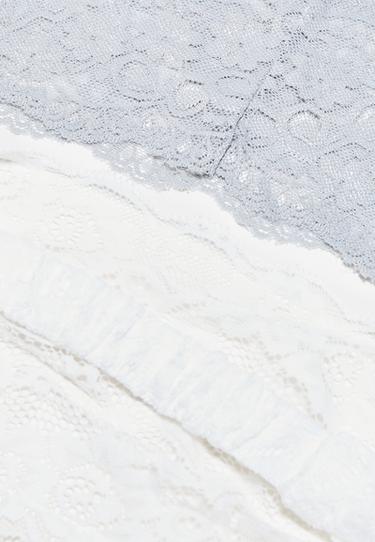 Set of elasticated lace fur headbands — Pearl grey 5