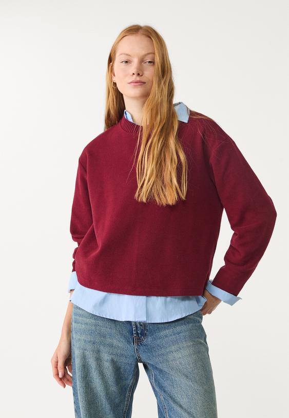 t shirt in maglia con collo rotondo