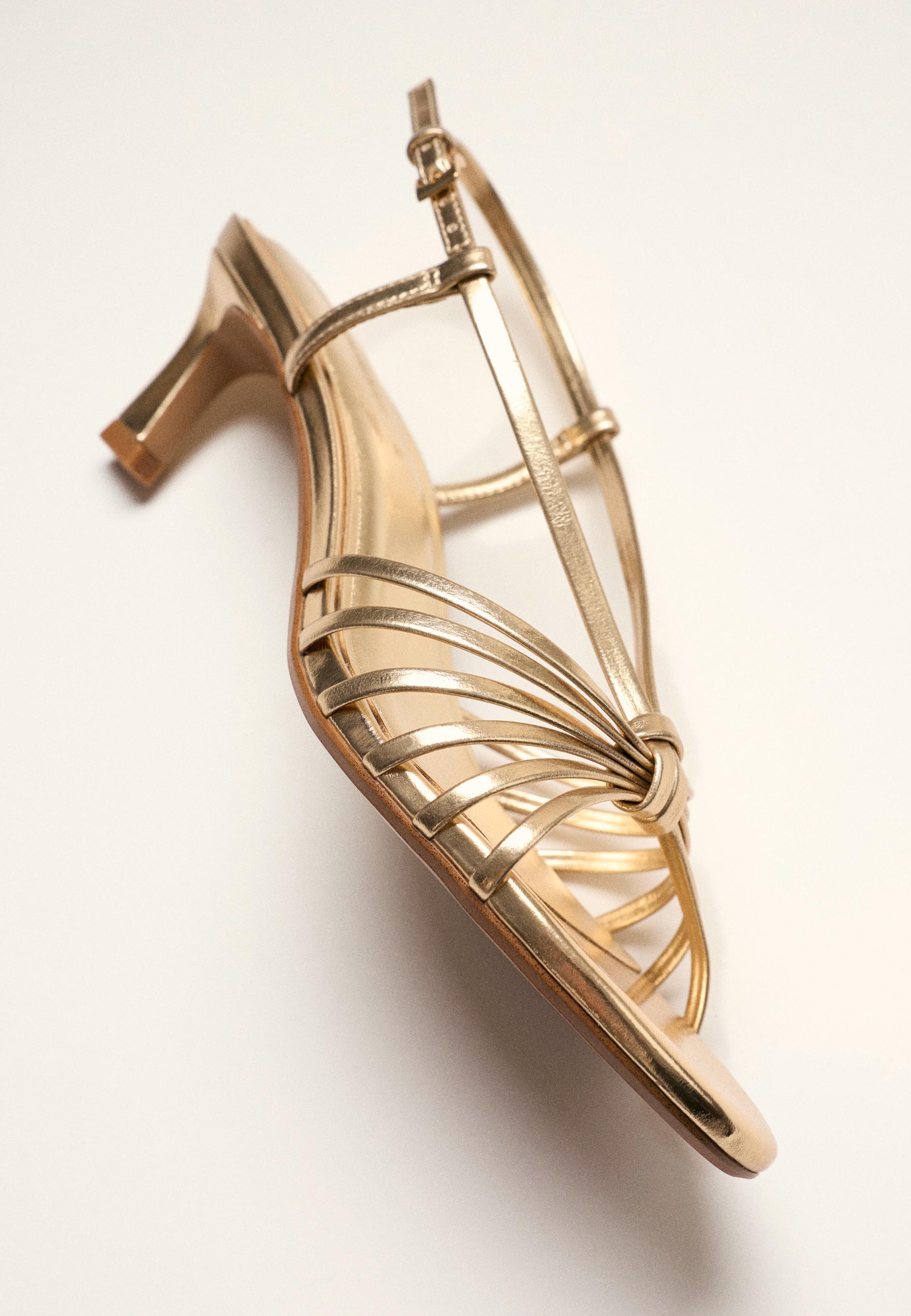Gold multi-strap kitten heel sandals — GOLD