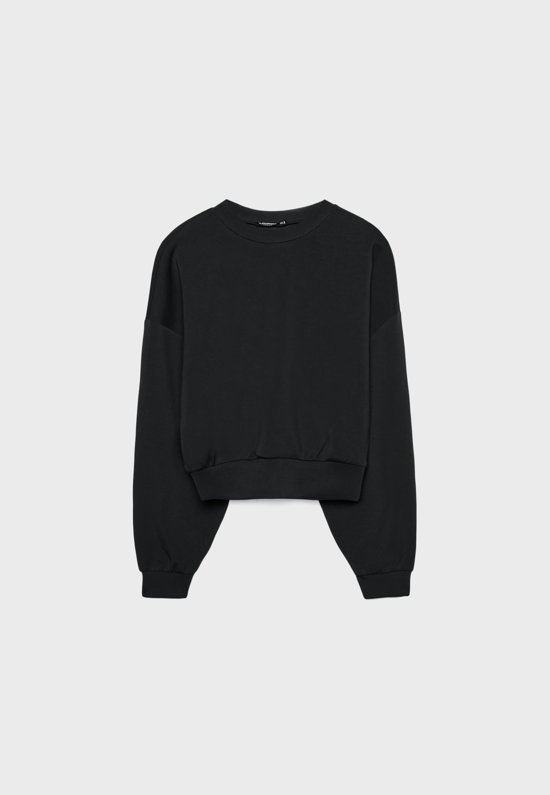 Soft-touch batwing sleeve sweatshirt — Black