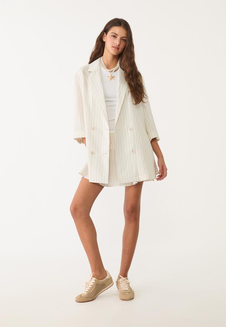 americana kimono rayas con lino