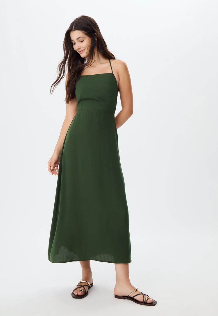 vestido largo fluido espalda descubierta
