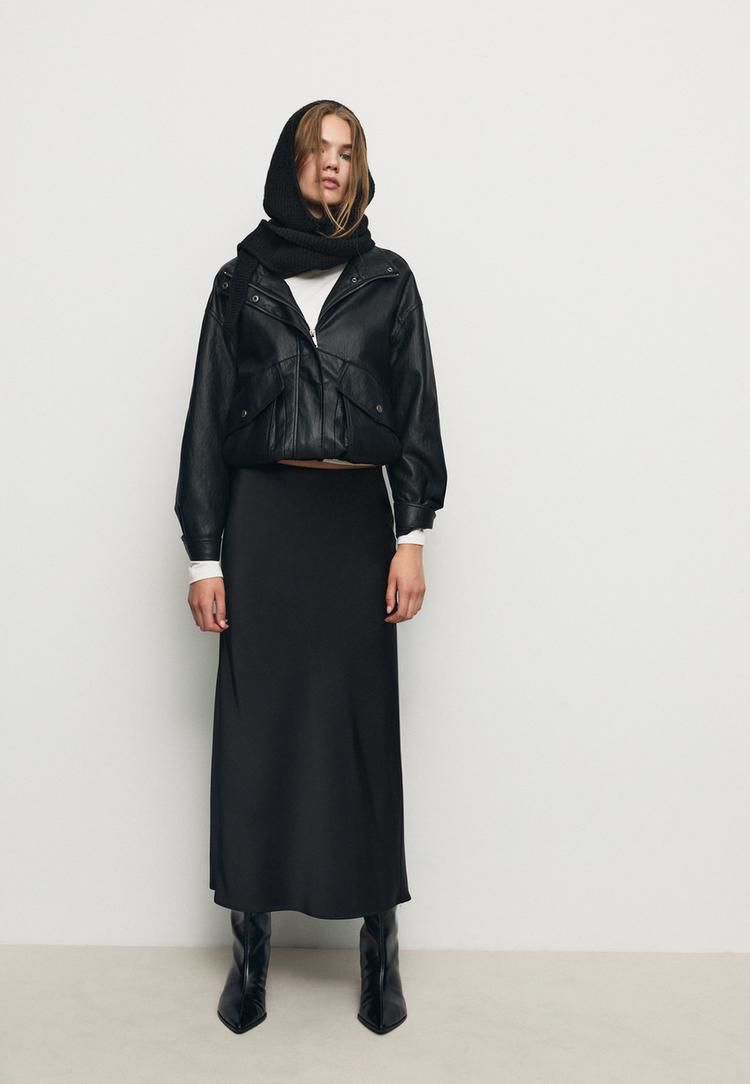 satin midi skirt