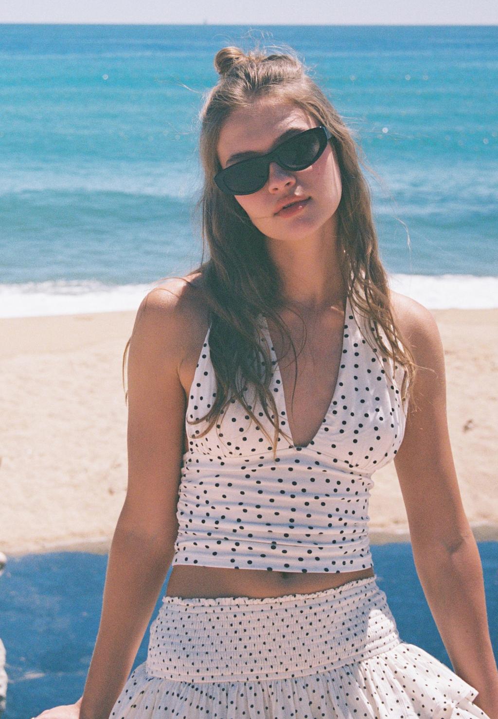 Gathered halter top