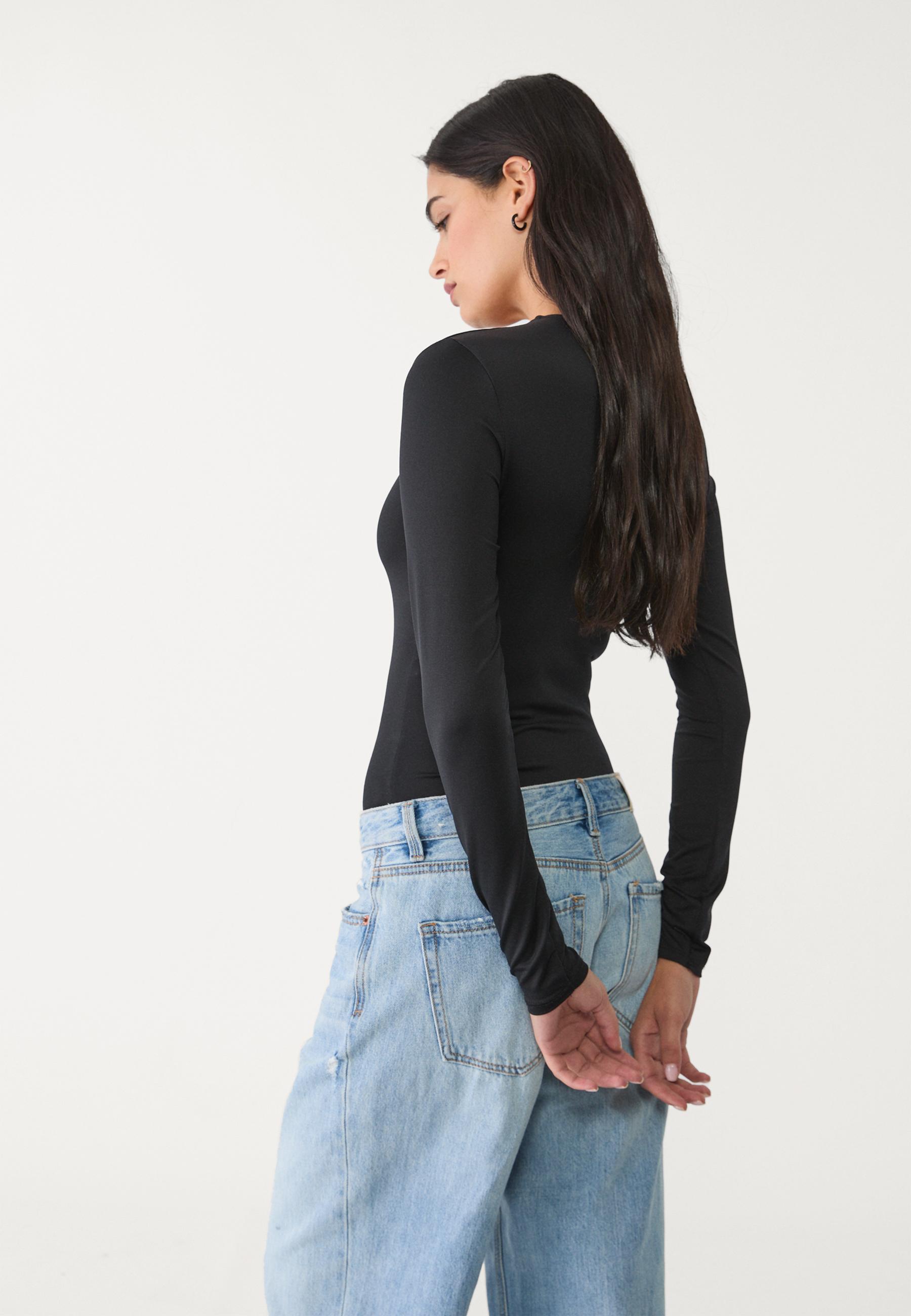 Long sleeve polyamide bodysuit — Black